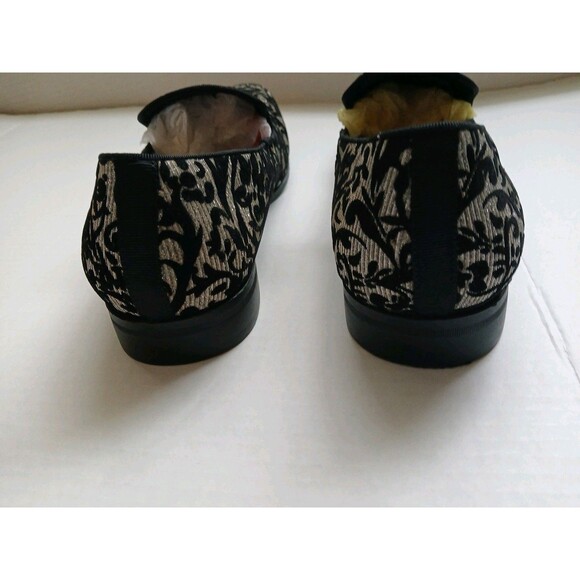 Stacy Adams Mens Swank Floral Velour OVERLAY Slip-on Loafers Black-Tan 10.5M - Picture 7 of 16